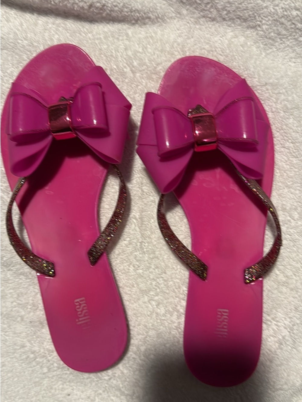 Melissa Hot Pink Bow Flip Sandals